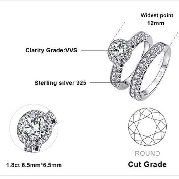 1.8ct CZ Bridal Set - 925 Sterling Silver - Picture 5 of 5